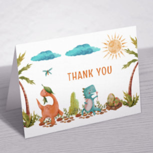 Dino Dinosaur Rex Birthday Party Shower Letterpress Thank You Card