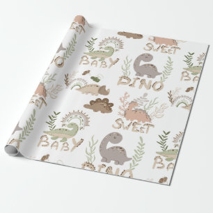 Dino dinosaurs in scandinavian style wrapping pape paper