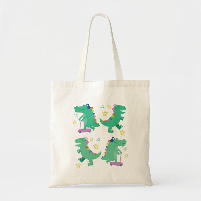 Dino Disco Ride Tote Bag (Front)