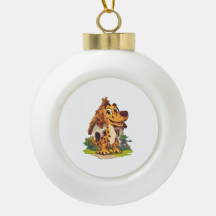 Dino Dog � Prehistoric Funny Pup Ceramic Ball Christmas Ornament