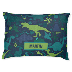 Dino Doodle Silhouettes Dinosaur Personalized Pet Bed