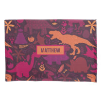 Dino Doodle Silhouettes Kids Dinosau Pillow Case