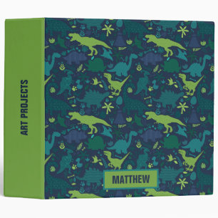Dino Doodle Silhouettes Kids Dinosaur 3 Ring Binder