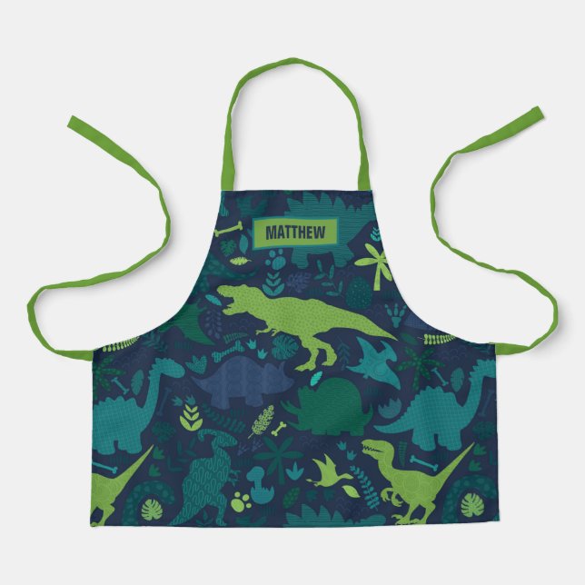 Dino Doodle Silhouettes Kids Dinosaur Apron (Front)