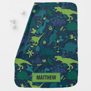 Dino Doodle Silhouettes Kids Dinosaur Baby Blanket