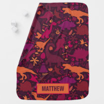 Dino Doodle Silhouettes Kids Dinosaur Baby Blanket