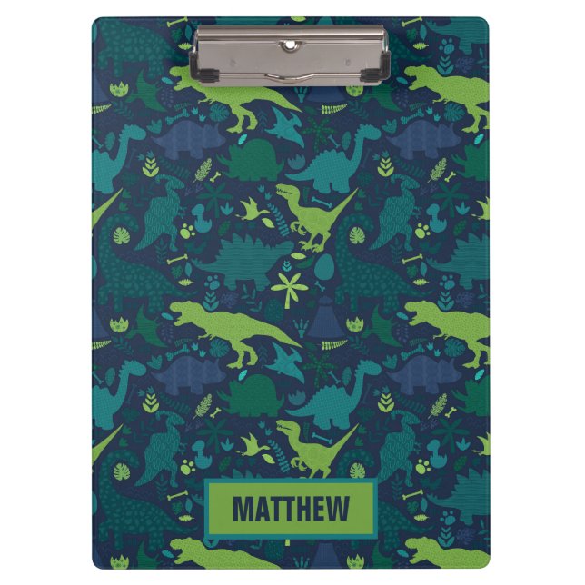 Dino Doodle Silhouettes Kids Dinosaur Clipboard (Front)