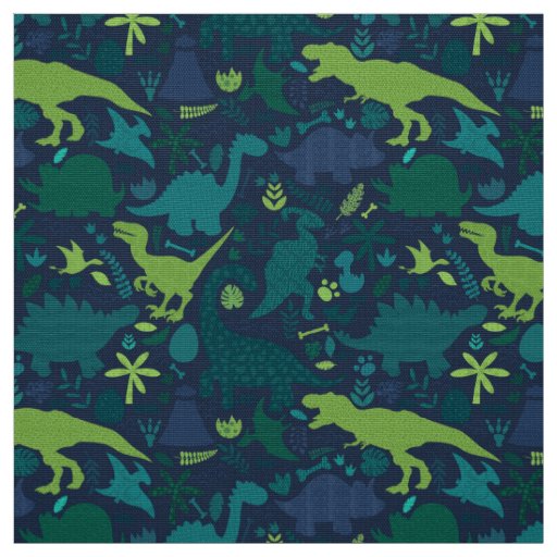 Dino Doodle Silhouettes Kids Dinosaur Fabric