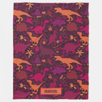 Dino Doodle Silhouettes Kids Dinosaur Fleece Blanket