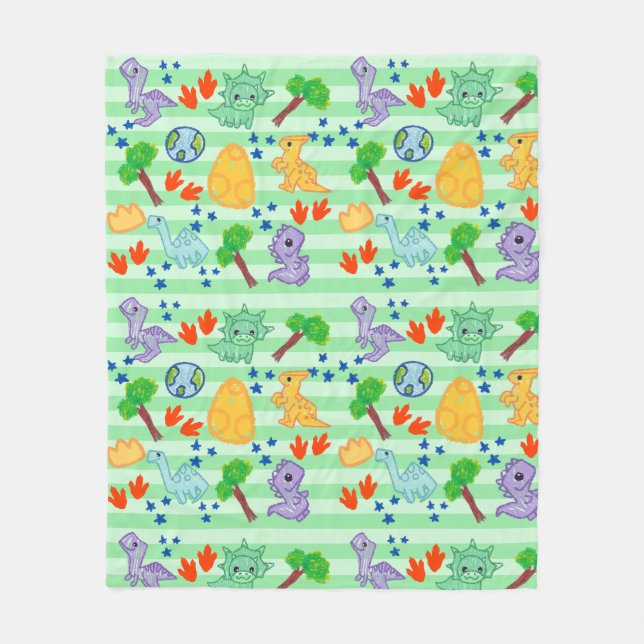Dino Doodles Blanket – Kawaii Dinosaur (Front)