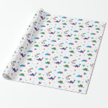 Dino Dreidels Wrapping Paper<br><div class="desc">Take a bite out of a dreidel this year and wrap your Hannukah gifts in this cute prehistoric print.  Our dinos are mixed with Stars of David,  menorahs,  and dreidels for a fresh new kids design. www.dreideljams.com</div>