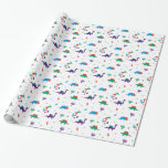 Dino Dreidels Wrapping Paper<br><div class="desc">Take a bite out of a dreidel this year and wrap your Hannukah gifts in this cute prehistoric print. Our dinos are mixed with Stars of David, menorahs, and dreidels for a fresh new kids design. www.dreideljams.com</div>