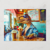 Dino Eating Ice Cream at Cafe