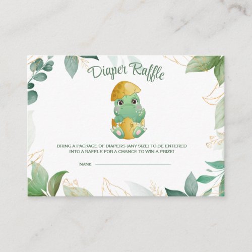Dino Egg Baby Shower Diaper Raffle Card