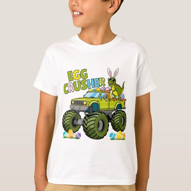 Dino Egg Crusher Monster Truck Fun T-Shirt (Front)