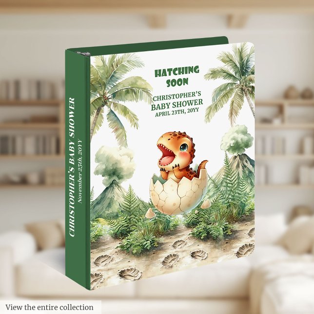 Dino Egg Hatching Soon Personalized Baby Boy Album 3 Ring Binder (Dino Egg Hatching Soon Personalized Baby Boy Album 3 ring binder)