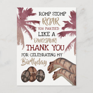 Dino Eggs, Children's Dinosaur Birthday Thank You Postcard