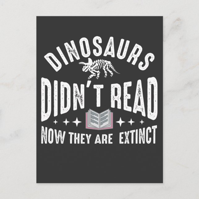 Dino extinction Book Reading Funny Dinosaurs Postcard (Front)