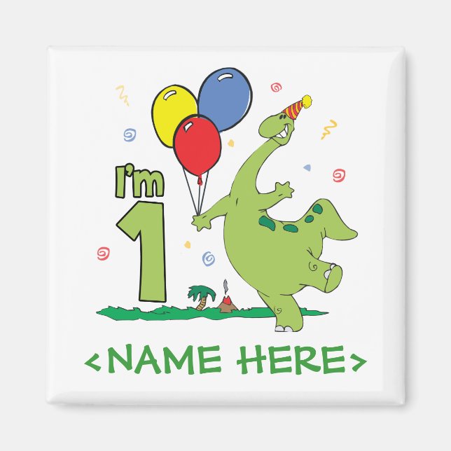 Dino First Birthday Magnet (Front)