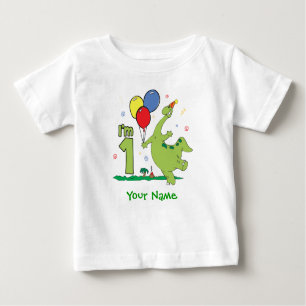 Dino First Birthday Personalized Baby T-Shirt