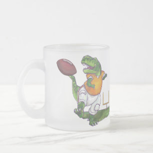 Dino Football Player Frosted Glass Coffee Mug