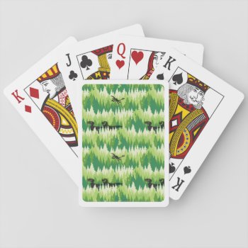 Dino Forest Pattern Playing Cards by gooddinosaur at Zazzle