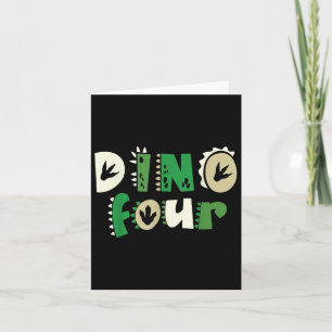 Dino Four Birthday Dinosaur 4th Birthday Matching Card