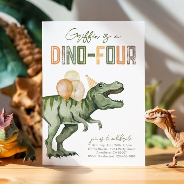 Dino-Four Birthday Invitation  (Creator Uploaded)