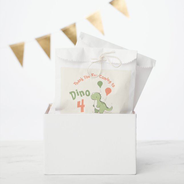 Dino Four Dinosaur 4th Birthday Party Favor Bag (Party)