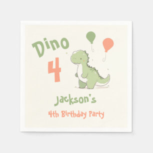 Dino Four Dinosaur 4th Birthday Party Napkins