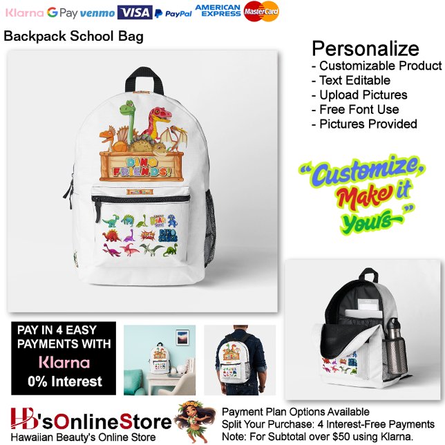 Dino Friends Backpack Print Cut Sew School Bag 12 (Dino Friends Backpack Print Cut Sew School Bag 12.)