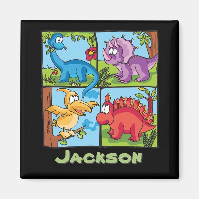 Dino Friends Personalized Magnet (Front)