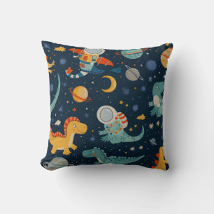 Dino Funny Astronaut Throw Pillow