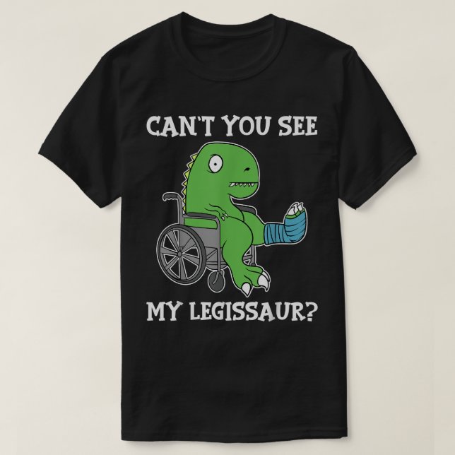 Dino Funny Get Well Broken Leg  Dinosaur with a Ca T-Shirt (Design Front)
