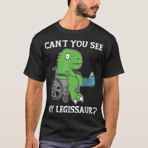 Dino Funny Get Well Broken Leg Dinosaur with a Cas T_Shirt