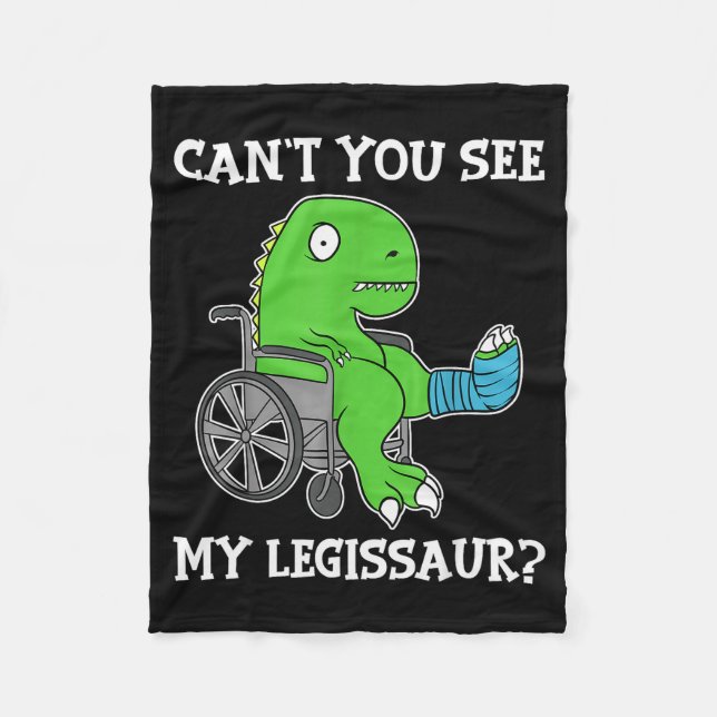 Dino Funny Get Well Broken Leg Gift Dinosaur With  Fleece Blanket (Front)