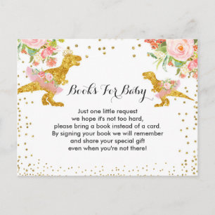 Dino Girl Baby Shower Books for Baby Card