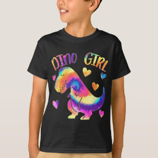 Dino Girl - Dinosaur Lover - Tie Dye Cute Teen Gir T-Shirt