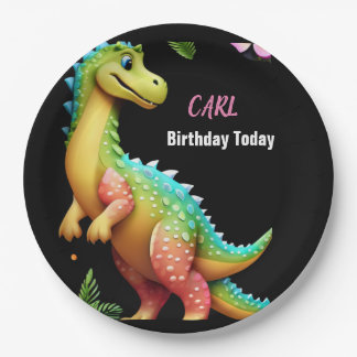 dino girl paper plates