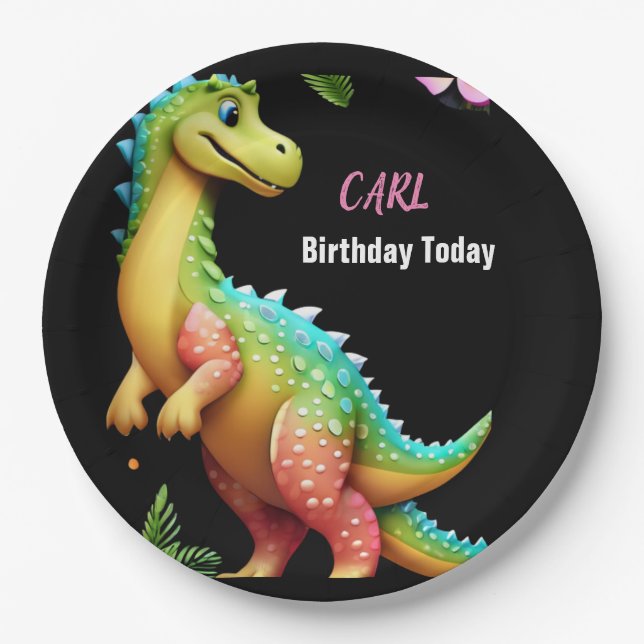dino girl paper plates (Front)