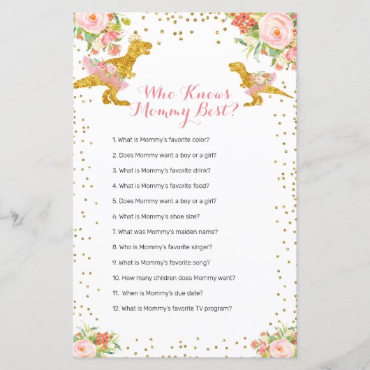 Dino Girl Pink Gold Who Knows Mommy Best (Front)