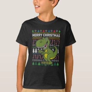 Dino Green Ugly Christmas Sweater Wildlife Series