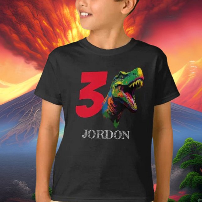 Dino Happy 3rd Birthday T-Shirt (Bring your dream party to life with our selection of quality Dinosaur themed party supplies )