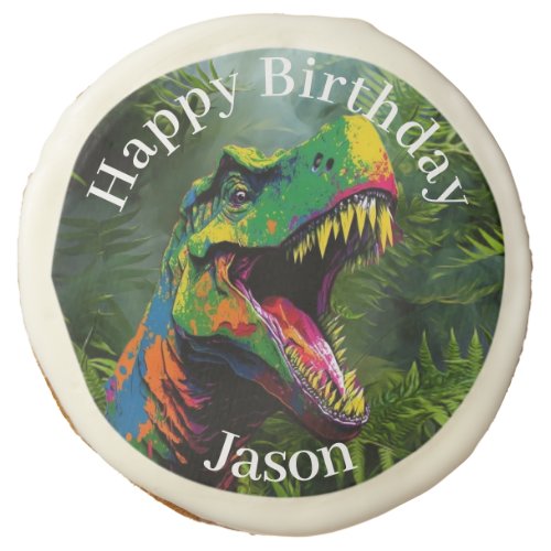 Dino happy Birthday children Jungle  Sugar Cookie