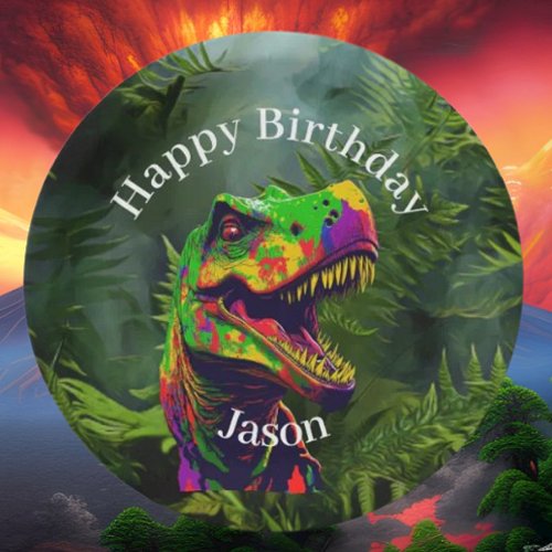Dino happy Birthday kids Jungle  Paper Plates