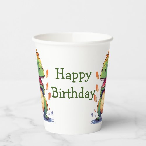 Dino Happy Birthday Paper Cups
