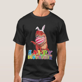 Dino Happy Eastrawr T Rex Easter Egg Basket Bunny T-Shirt