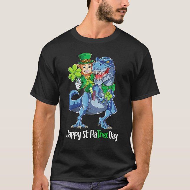 Dino Happy St Patrex Day Shirt Kids Toddler Boys L (Front)