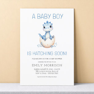 Dino Hatching Soon Dinosaur Baby Boy Shower Invitation