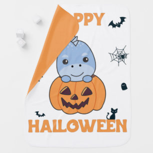 Dino In Pumpkin Sweet Dinos Happy Halloween Baby B Blanket